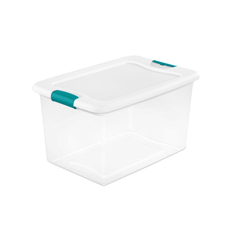 Sterilite 64 qt Clear/White Latch Storage Box 13-1/2 in. H X 23-3/4 in. W X 16 in. D Stackable