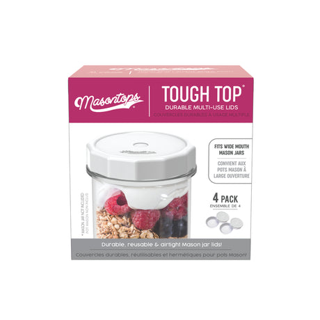 Masontops Tough Top Wide Mouth Mason Jar Lid 4 pk