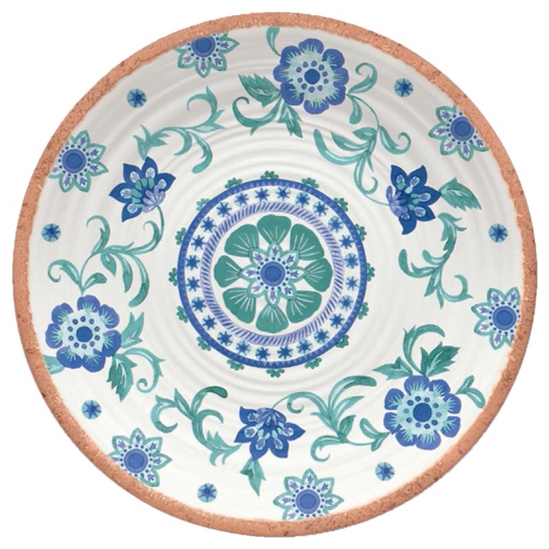 TarHong Multicolored Melamine Rio Turquoise Floral Platter 14 in. D 1 pc