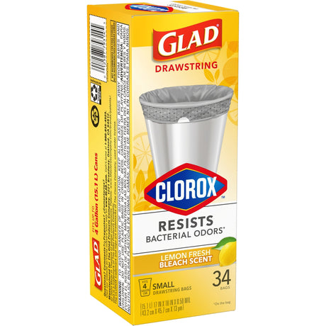 Glad 4 gal Lemon Scent Kitchen Trash Bags Drawstring 34 pk 0.5 mil