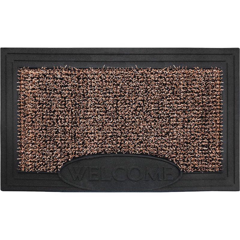 GrassWorx Genuine AstroTurf 30 in. W X 18 in. L Black/Brown Welcome Polyethylene/Rubber Door Mat