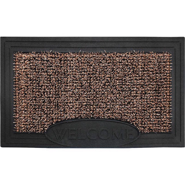 GrassWorx Genuine AstroTurf 30 in. W X 18 in. L Black/Brown Welcome Polyethylene/Rubber Door Mat