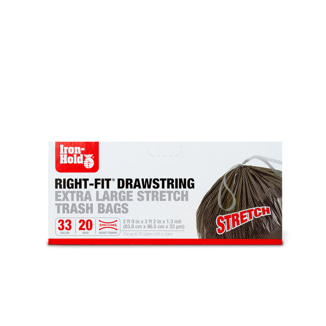 Iron-Hold Right-Fit 33 gal Trash Bags Drawstring 20 pk 1.3 mil