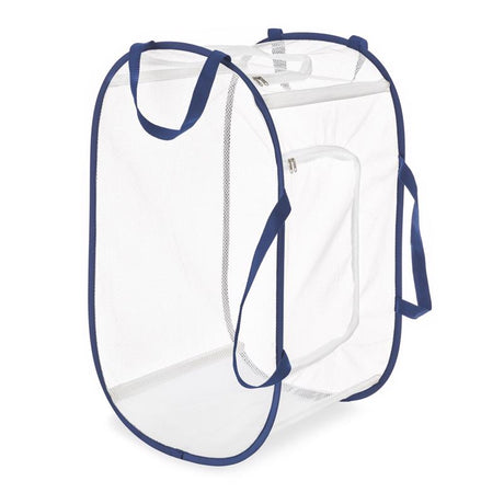 Whitmor Blue/White Fabric Collapsible Hamper