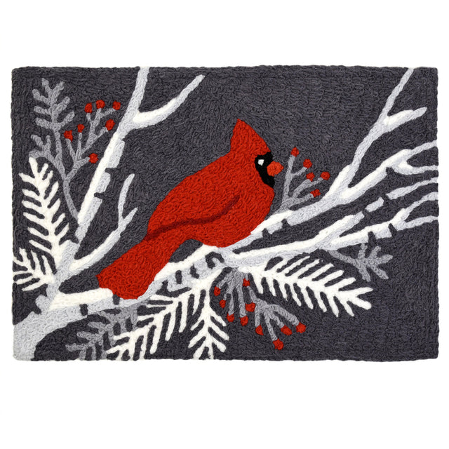 Jellybean 20 in. W X 30 in. L Multicolored Cardinal Bird on Gray Polyester Accent Rug