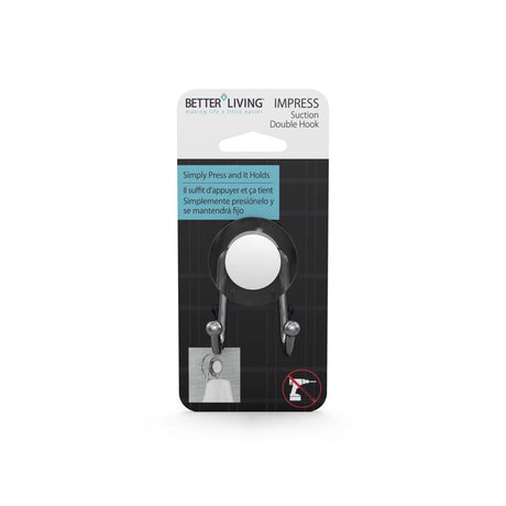 Better Living Impress 3 in. H X 2.25 in. W X 2 in. L Gray Double Suction Hook