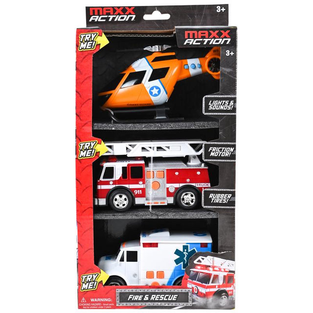 Sunny Days Maxx Action Mini Rescue Vehicles Plastic Multicolored