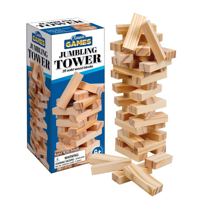 Playmaker Toys Classic Games Jumbling Tower Wood Natural 39 pc