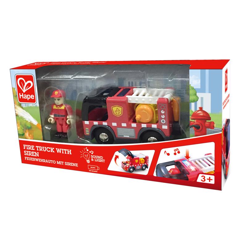 Hape Fire Truck with Siren Plastic/Wood Multicolored 2 pc