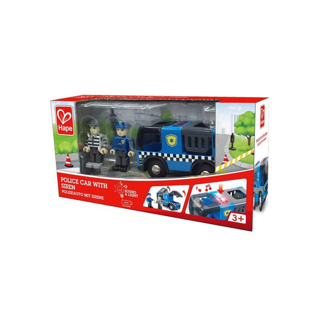 Hape Police Car with Siren Wood Multicolored 3 pc