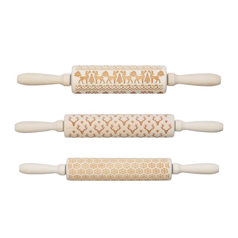 Creative Co-Op Cabin Holiday 15 in. L X 2 in. D Wood Rolling Pin Beige