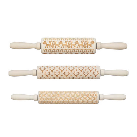 Creative Co-Op Cabin Holiday 15 in. L X 2 in. D Wood Rolling Pin Beige