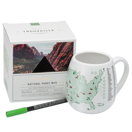 Trouvaille Global 16.9 oz US National Parks White BPA Free Mug