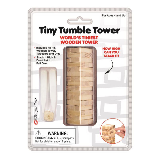 Playmaker Toys Tiny Tumble Tower Wood Brown 48 pc