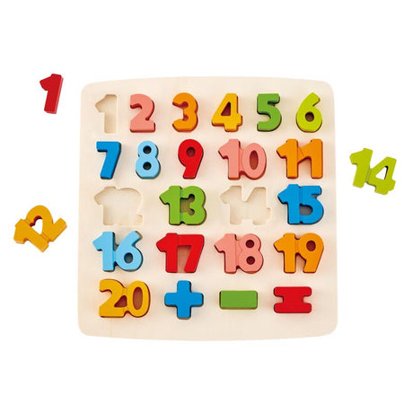 Hape Chunky Number Math Puzzle Hardwood Assorted 29 pc