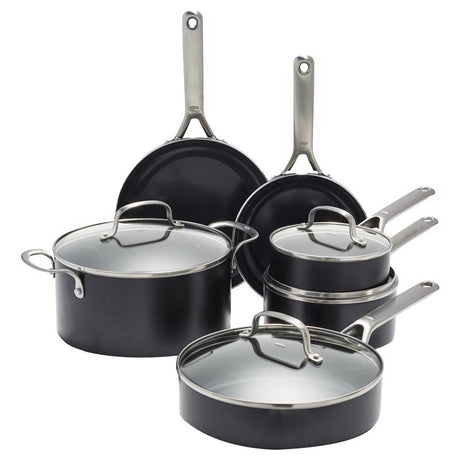 OXO Agility Ceramic Coated Aluminum Cookware Set Black/Silver