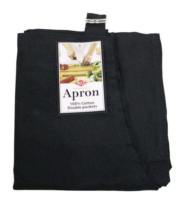 Ritz Black Cotton Solid Apron