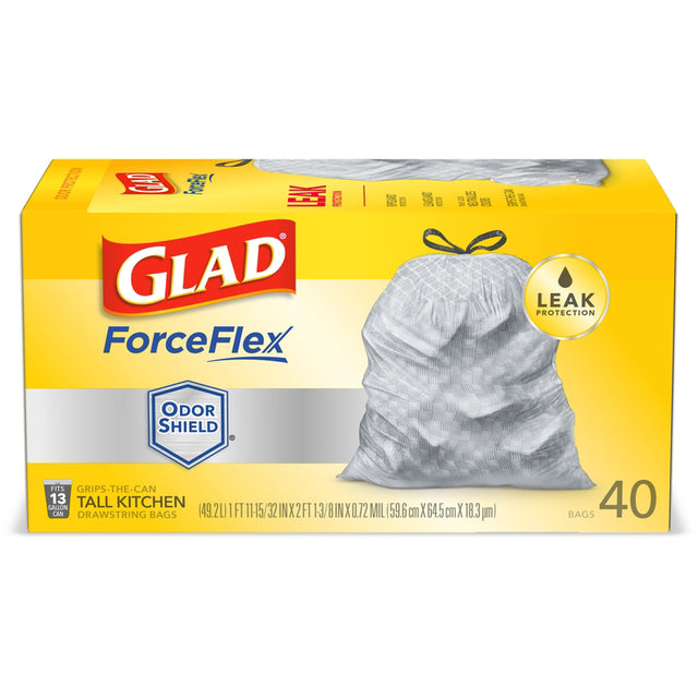 Glad ForceFlex 13 gal Tall Kitchen Bags Drawstring 40 pk 0.72 mil