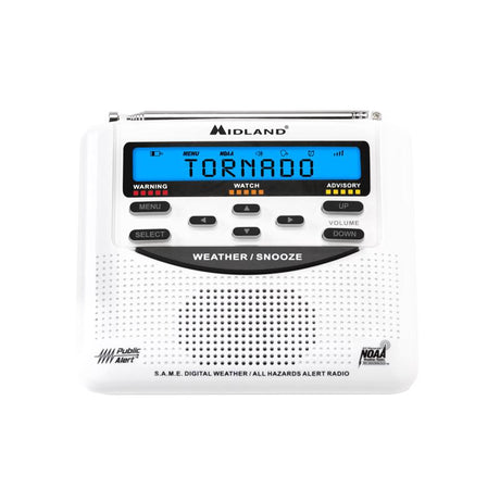 Midland White NOAA Weather Alert Radios Digital Battery Operated