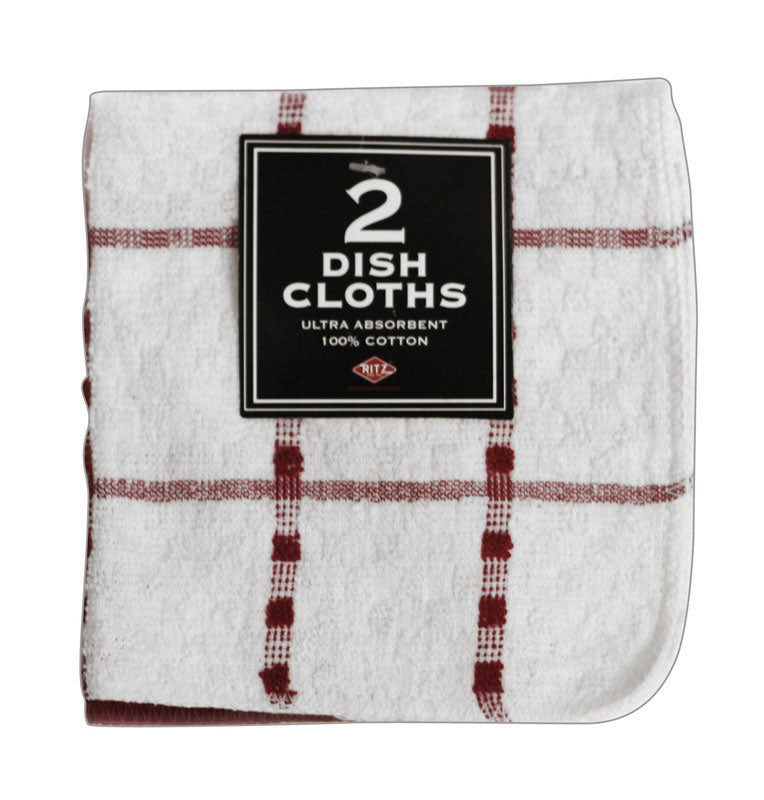 Ritz Paprika Cotton Check/Solid Dish Cloth 2 pk