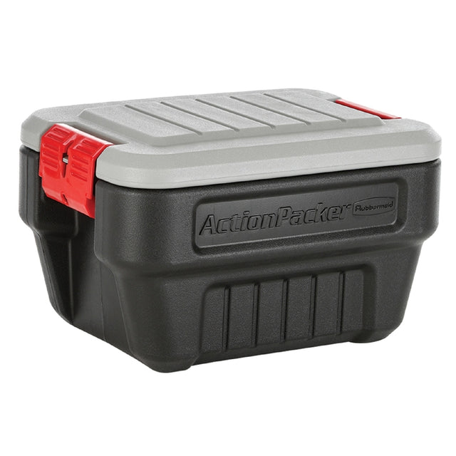 Rubbermaid ActionPacker 8 gal Black Storage Tote 12.1 in. H X 14.1 in. W X 20 in. D Stackable