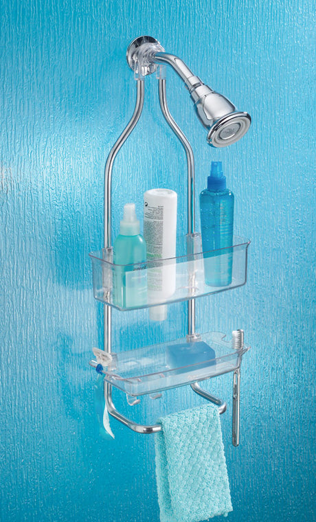 iDesign Zia 23 in. H X 9.6 in. W X 4.5 in. L Clear Shower Caddy