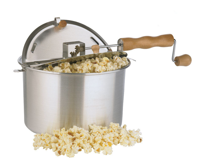 Whirley Pop Aluminum Stove Top Popcorn Popper 16.5 in. 6 qt Silver