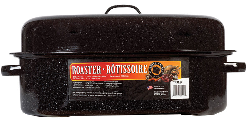 Granite Ware Porcelain Enamel Covered Roaster 20 lb Black