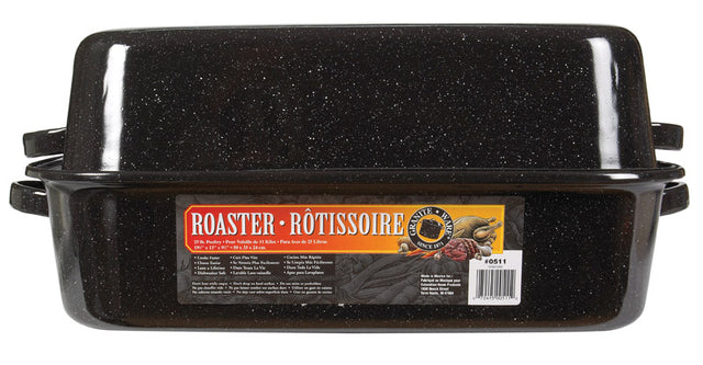 Granite Ware Porcelain Enamel Covered Roaster 25 lb Black