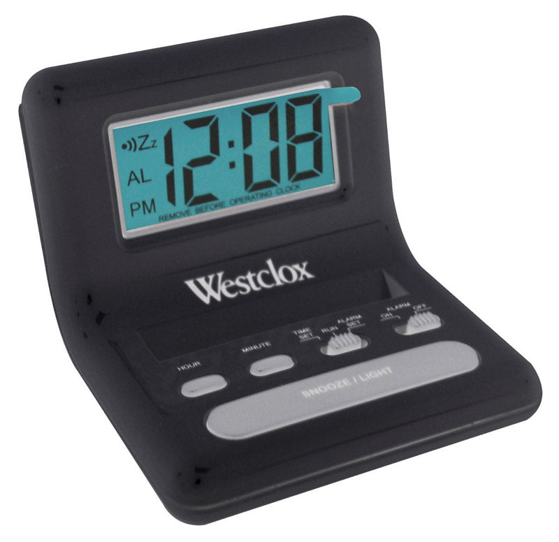 Westclox 0.8 in. Black Travel Alarm Clock Digital