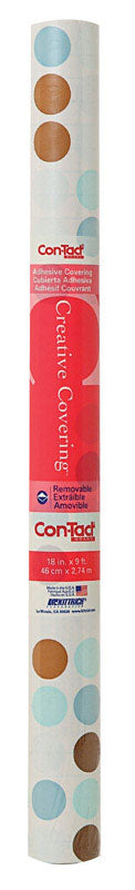 Con-Tact Creative Covering 9 ft. L X 18 in. W Blue/Brown Polka  Dots Shelf Liner
