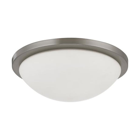 Button LED 13 in. - Flush Mount Fixture - Brushed Nickel Finish - LED Module Included