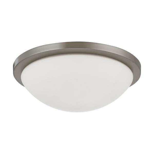 Button LED 13 in. - Flush Mount Fixture - Brushed Nickel Finish - LED Module Included