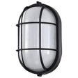 LED Oval Bulk Head Fixture - Black Finish with White Glass