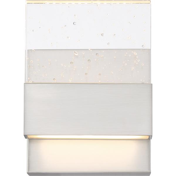 Ellusion - LED Small Wall Sconce - 15W - Polished Nickel Finish with Seeded Glass