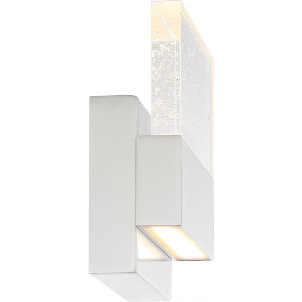 Ellusion - LED Medium Wall Sconce - 15W - Polished Nickel Finish with Seeded Glass