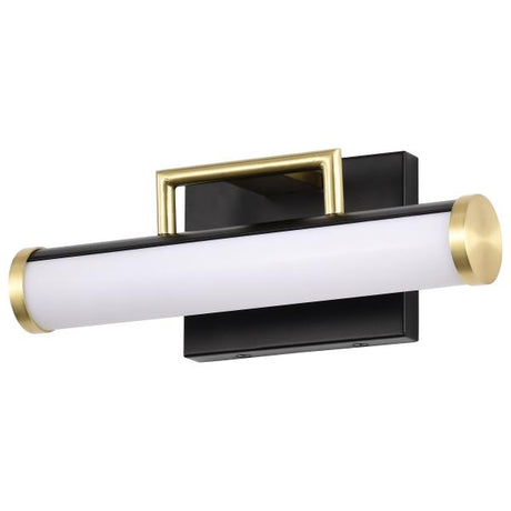 Solano Small Vanity - LED - Black and Brushed Brass Finish - White Acrylic Lens