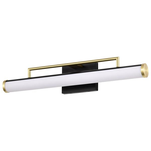 Solano Medium Vanity - LED - Black and Brushed Brass Finish - White Acrylic Lens