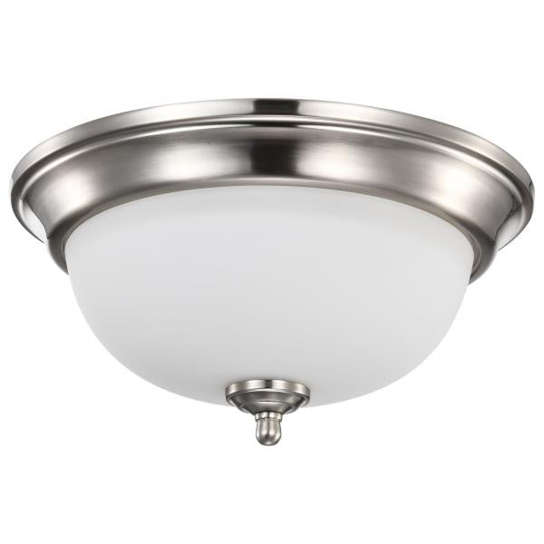 Center Lock 13 Inch LED Flush Mount - 19 Watt - 3000K - Brushed Nickel Finish - Frosted Glass