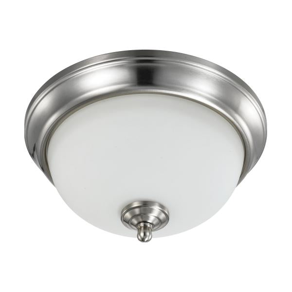 19 Watt - 11 inch - LED Flush Mount Fixture - 3000K - Dimmable - Brushed Nickel - Frosted Glass