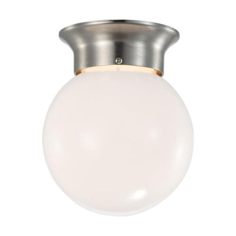 8 Watt - 6 inch - LED Flush Mount Fixture - 3000K - Dimmable - Brushed Nickel - Frosted Glass