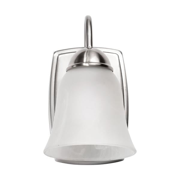 8 Watt - LED 1 Light Vanity Fixture - 3000K - Brushed Nickel with Alabaster Glass