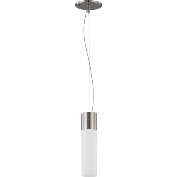 Link - 1 Light - LED Tube Pendant with White Glass - Brushed Nickel Finish