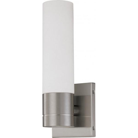 Link - 1 Light - LED Tube Wall Sconce with White Glass - Brushed Nickel Finish