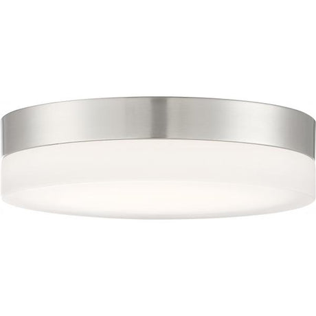 Pi - 9 in. - Flush Mount LED Fixture - Brushed Nickel Finish with Etched Glass