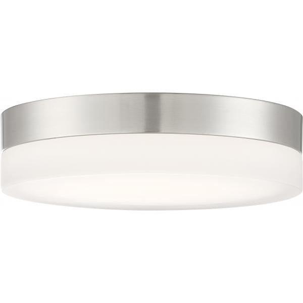 Pi - 9 in. - Flush Mount LED Fixture - Brushed Nickel Finish with Etched Glass