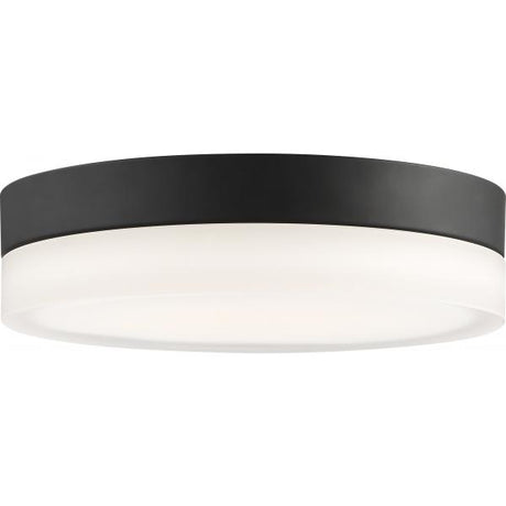 Pi - 9 in. - Flush Mount LED Fixture - Black Finish with Etched Glass