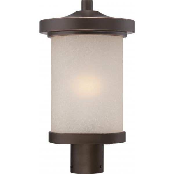 Diego - LED Outdoor Post with Satin Amber Glass