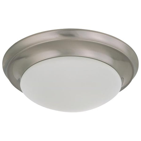 18W - Flush Mount Twist & Lock Fixture - LED - 12 in. - Brushed Nickel Finish - Frosted Glass