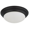 18W - Flush Mount Twist & Lock Fixture - LED - 12 in. - Matte Black Finish - Frosted Glass